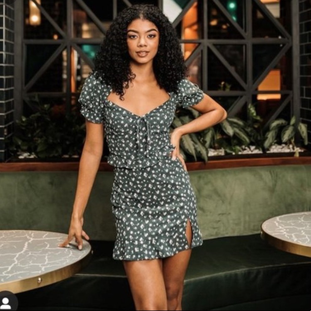 Kittenish Bella Floral Set- Top and Skirt Combo